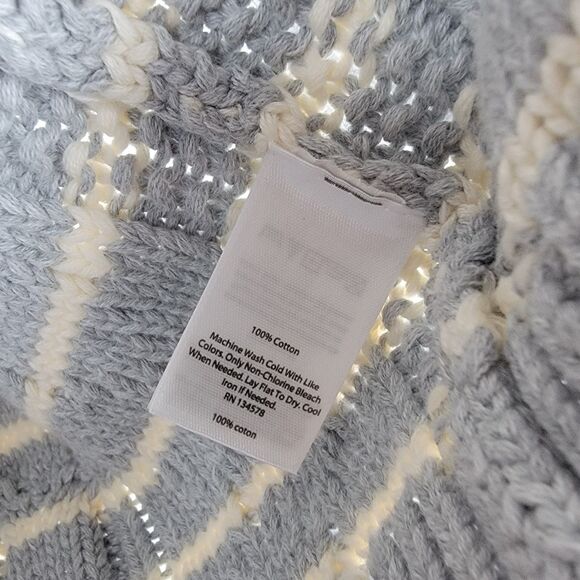 Vineyard Vines Womens Size XS Sweater Cable Knit Pullover Gray Ivory Striped EUC - Picture 5 of 9